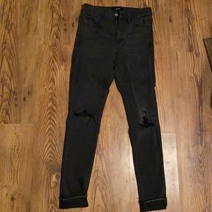 Girls skinny black ripped jeans